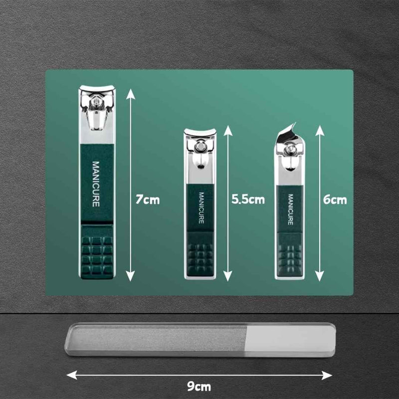 Manicure Nail Clipper Set With File – 3 Stainless Steel Clippers In Storage Case