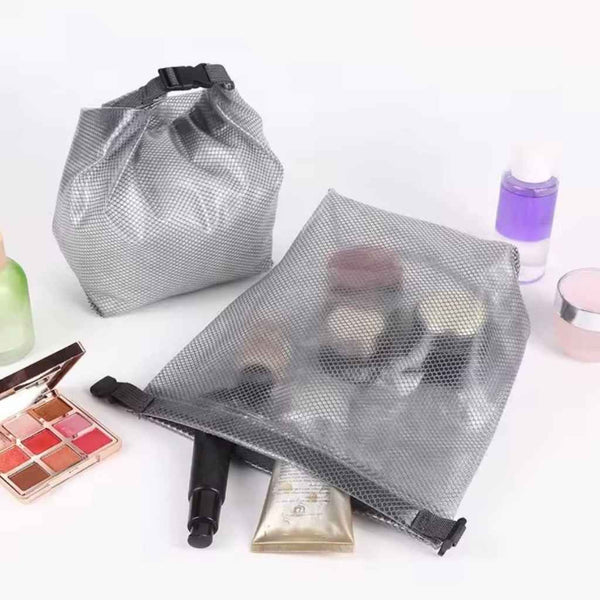 حقيبة أدوات تجميل شبكية مقاومة للماء للسفر والاستخدام اليومي - خفيفة وقابلة للطي