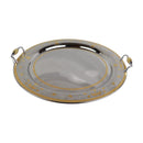 Tresors Italian Stainless Steel Gold-Plated Round Serving Tray With Handles | Width 48 Cm