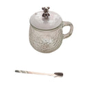 Decorative tea mug with cute bear on white lid and handle – cupindy