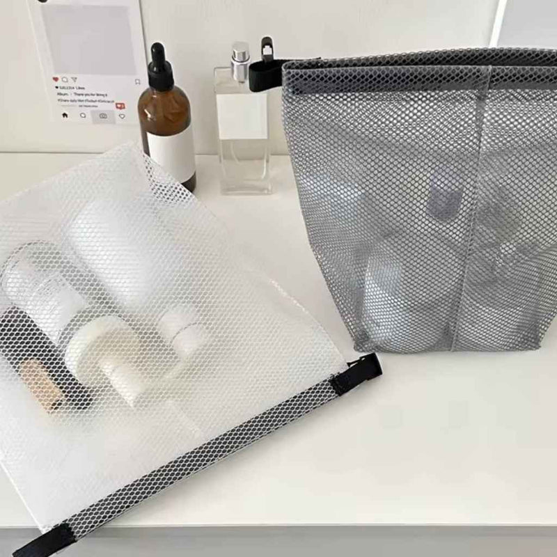 حقيبة أدوات تجميل شبكية مقاومة للماء للسفر والاستخدام اليومي - خفيفة وقابلة للطي