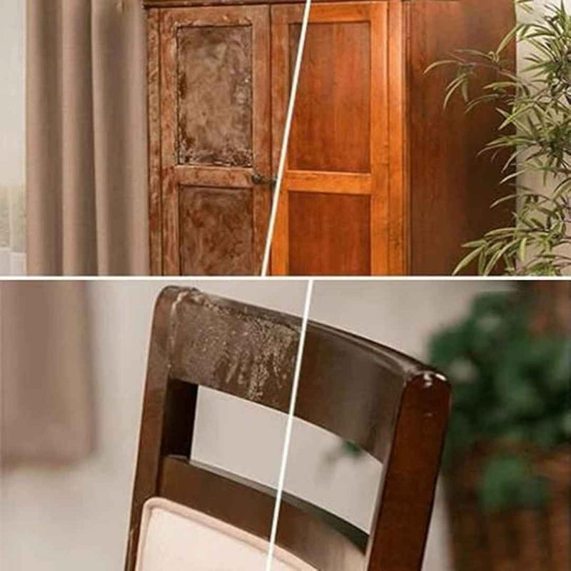 Collage of wooden furniture with a focus on texture and finish.