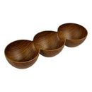 Evelin Plastic Wooden-Style Triple Bowl - Durable Multi-Use Serving Dish - Made In Turkey