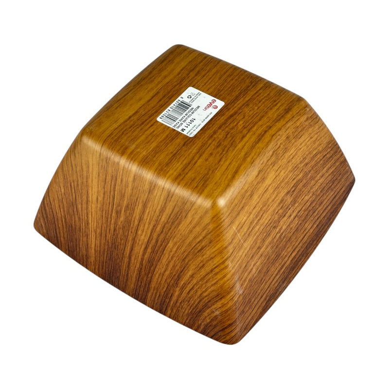 Evelin Square Plastic Bowl - 19.5 cm - Wooden-Style Finish - Made In Turkey
