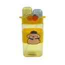 Yellow Cartoon Water Bottle for Kids with Puppy Character – Dual Cap Plastic Bottle with Straw for School Use – Cupindy Egypt
