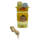 Yellow Cartoon Kids Water Bottle with Puppy Design and Strap – Leak-Proof Plastic Bottle with Straw and Dual Cap – Cupindy Egypt