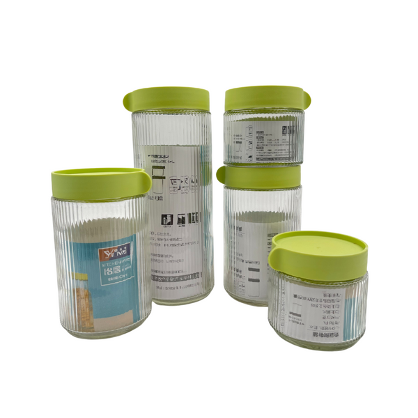 Glass jars with green lids for pantry – Cupindy