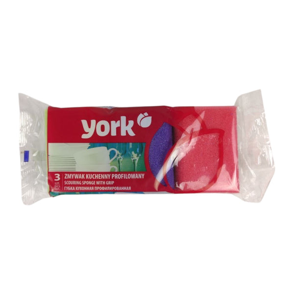 Pack of York kitchen scouring sponges with a red label on a white background