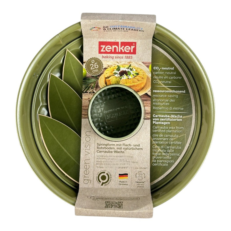 Zenker Green Vision 26cm Non-Stick Springform Pan With Flat And Tube Base - Eco-Friendly Bakeware
