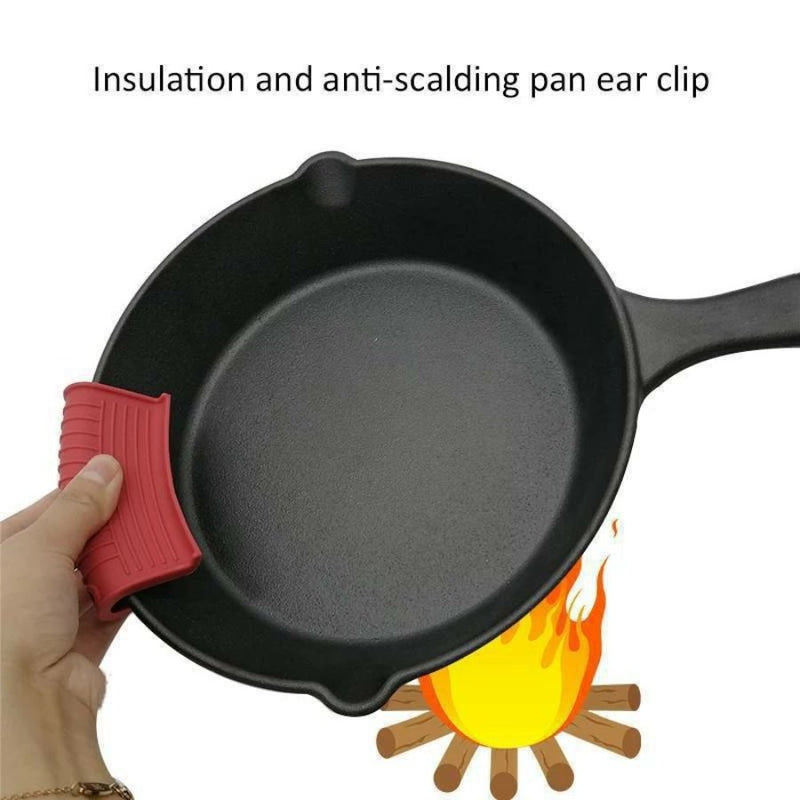 2Pcs Silicone Pan Handle Cover Heat Insulation Covers Pot Ear Clip