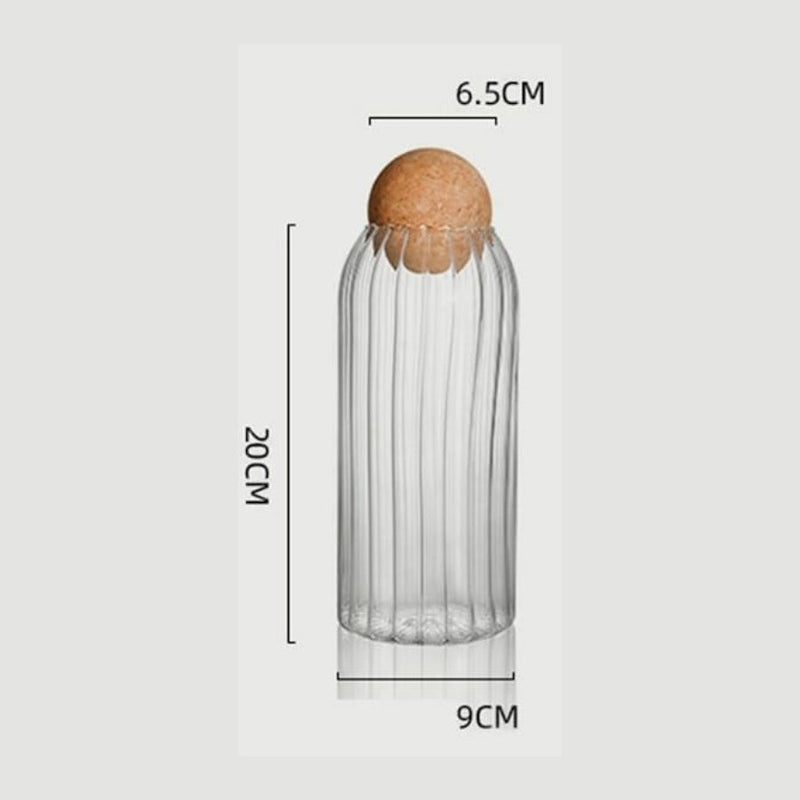 1 Piece Glass Food Storage Containers with Cork Lid - 1000 ML - Cupindy