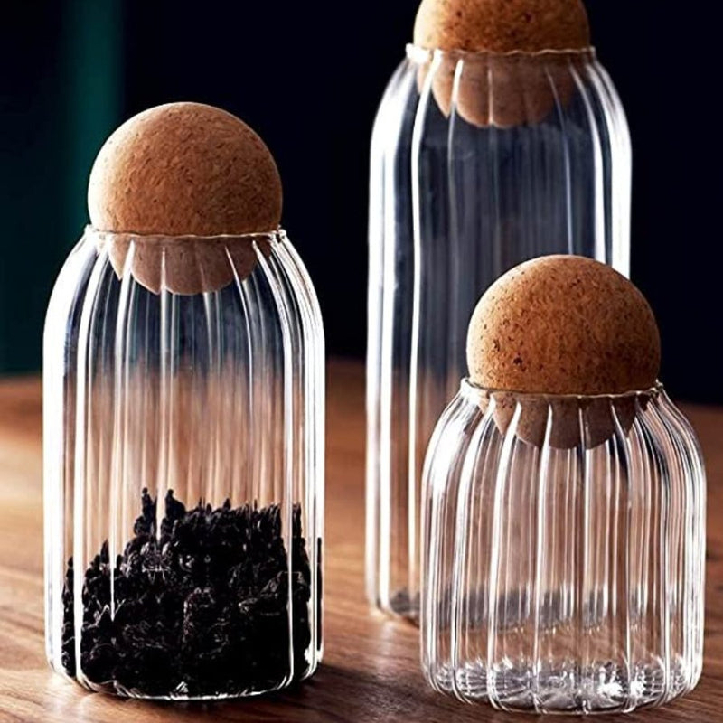 1 Piece Glass Food Storage Containers with Cork Lid - 1000 ML - Cupindy