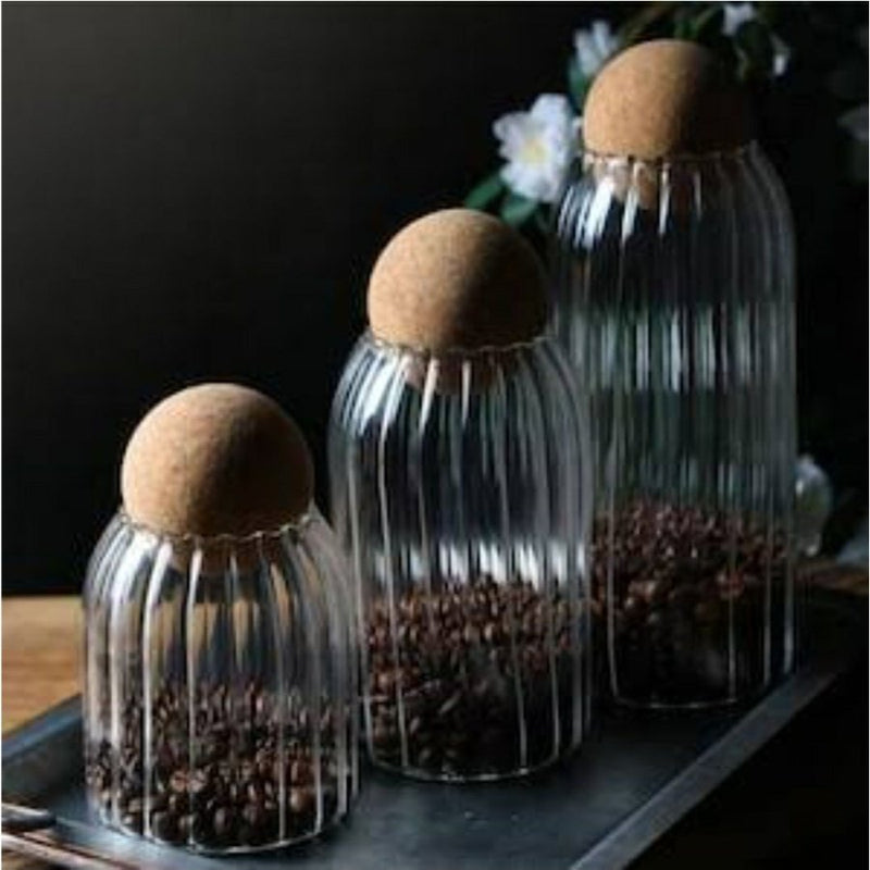 1 Piece Glass Food Storage Containers with Cork Lid - 1000 ML - Cupindy