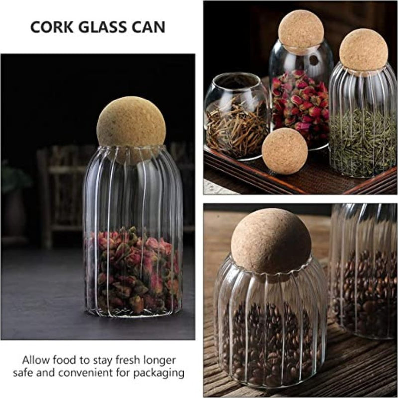1 Piece Glass Food Storage Containers with Cork Lid - 1000 ML - Cupindy