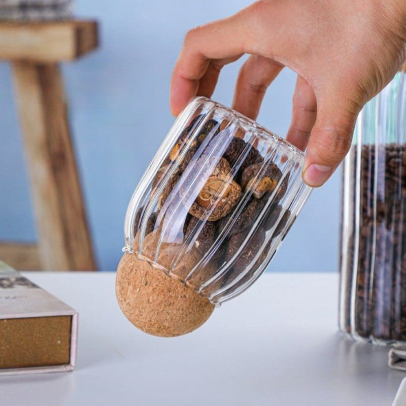 1 Piece Glass Food Storage Containers with Cork Lid - 1000 ML - Cupindy