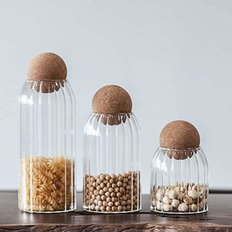 1 Piece Glass Food Storage Containers with Cork Lid - 750 ML - Cupindy