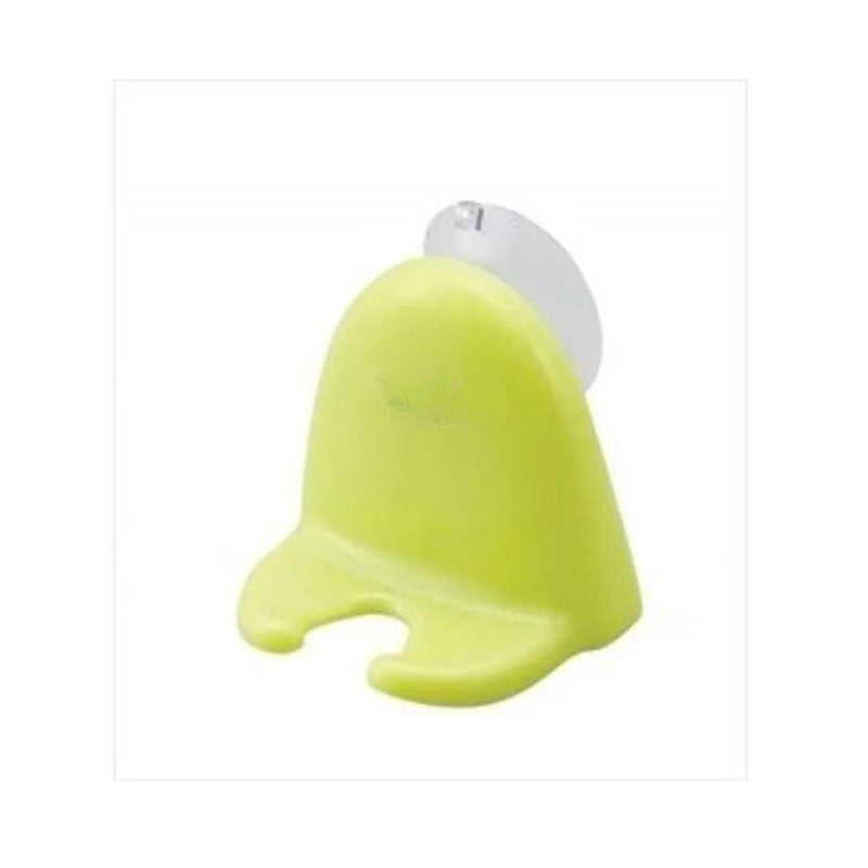 Compact suction cup holder for easy razor access.