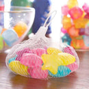 Reusable ice cubes in various shapes and colors.
