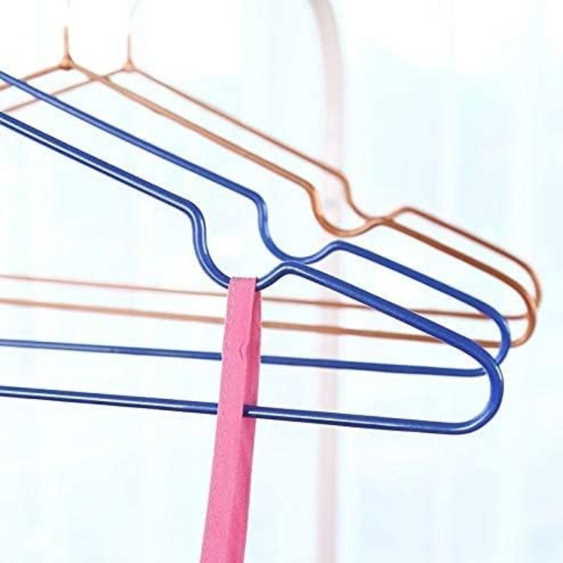 Sturdy metal clothes hangers for household use.