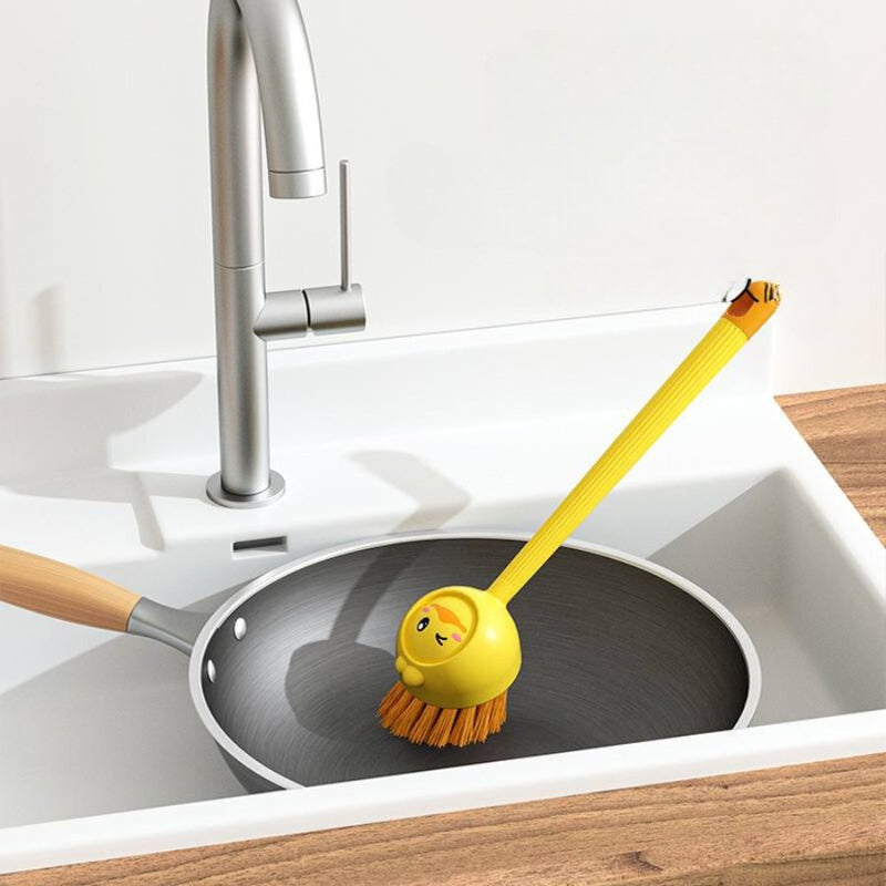 1pc Cartoon Yellow Duck Design Cleaning Pot Brush - Yellow - Cupindy