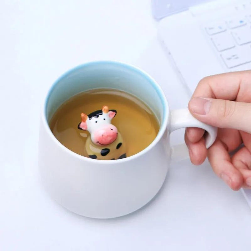 3D Cute Animals Porcelain Coffee Cup with Handle - Cupindy