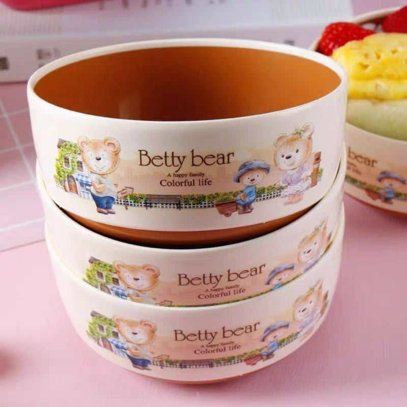 4 Healthy Plastic Dish Set Baby Salted Saucer Bowls Set + 4 Spoons - Cupindy