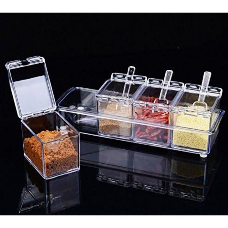 4 Square Acrylic Seasoning Box Case - Cupindy