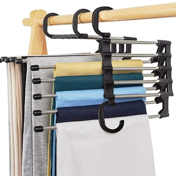 5 in 1 Foldable Hanger Multi-Purpose Clothes Hanging Stainless Steel - Cupindy