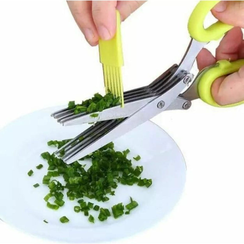 5 Layers Stainless Steel Kitchen Scissor With Silicone Brush - Multi Colors - Cupindy