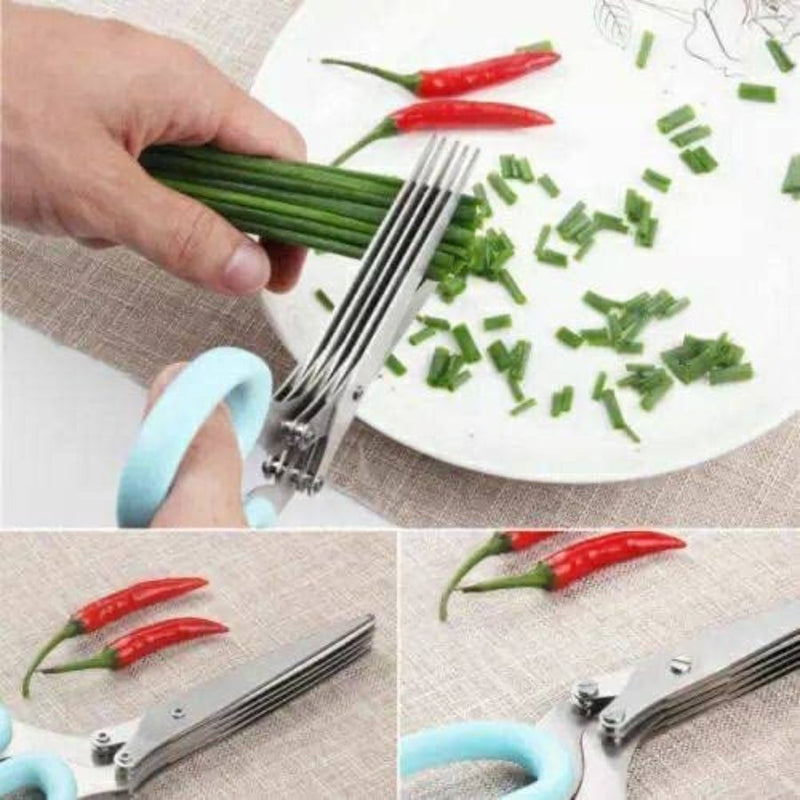 5 Layers Stainless Steel Kitchen Scissor With Silicone Brush - Multi Colors - Cupindy