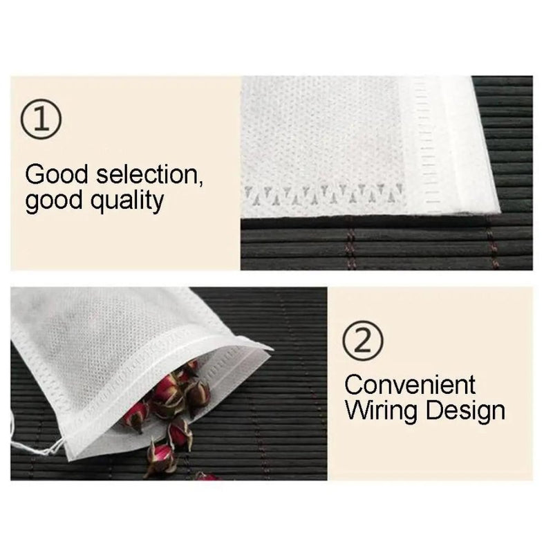 Convenient empty teabags for quick tea preparation.