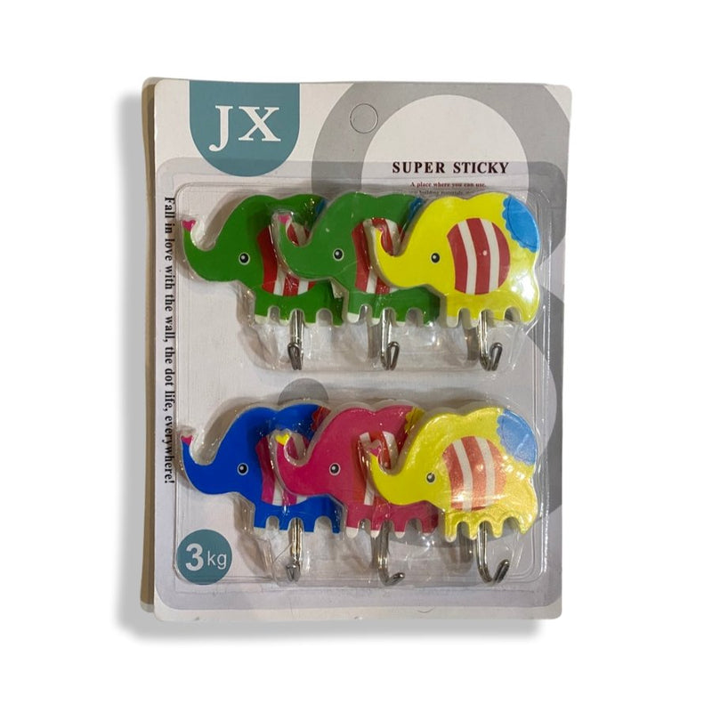 Adhesive Hook, wall hanging Hook Elephants - 6 Pieces - Cupindy