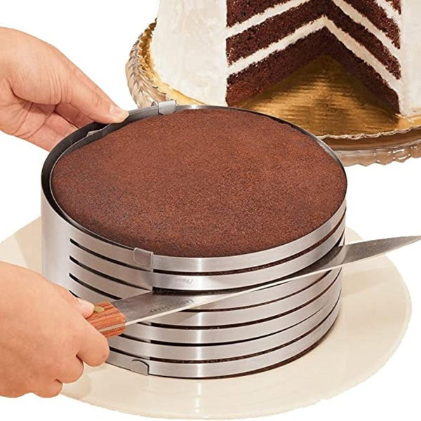 Adjustable 9" to 12" Stainless Steel Layer Cake Slicer Cutter Mousse Mold Slicing Cake - Cupindy