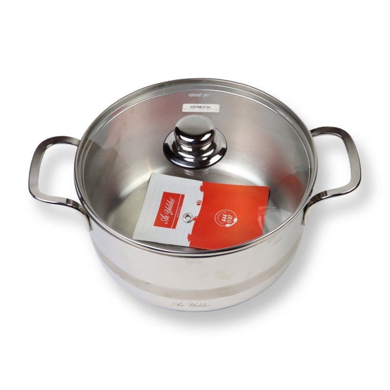 Aryildiz, Deep Stainless Steel Cooking Pot, Maxi Plus, With Glass Cover, 24 cm - Cupindy