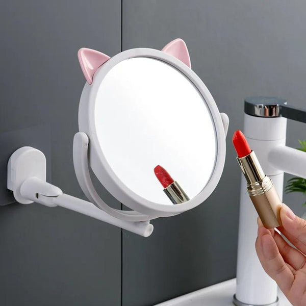 Bathroom Wall Mounted Flexible Mirror Make Up Cat Shape - Cupindy