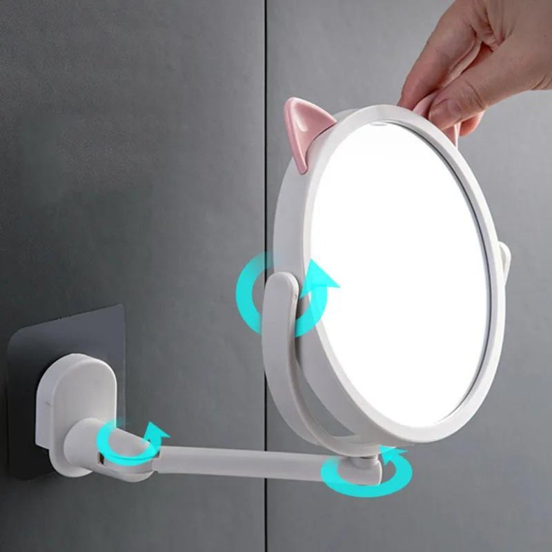 Bathroom Wall Mounted Flexible Mirror Make Up Cat Shape - Cupindy
