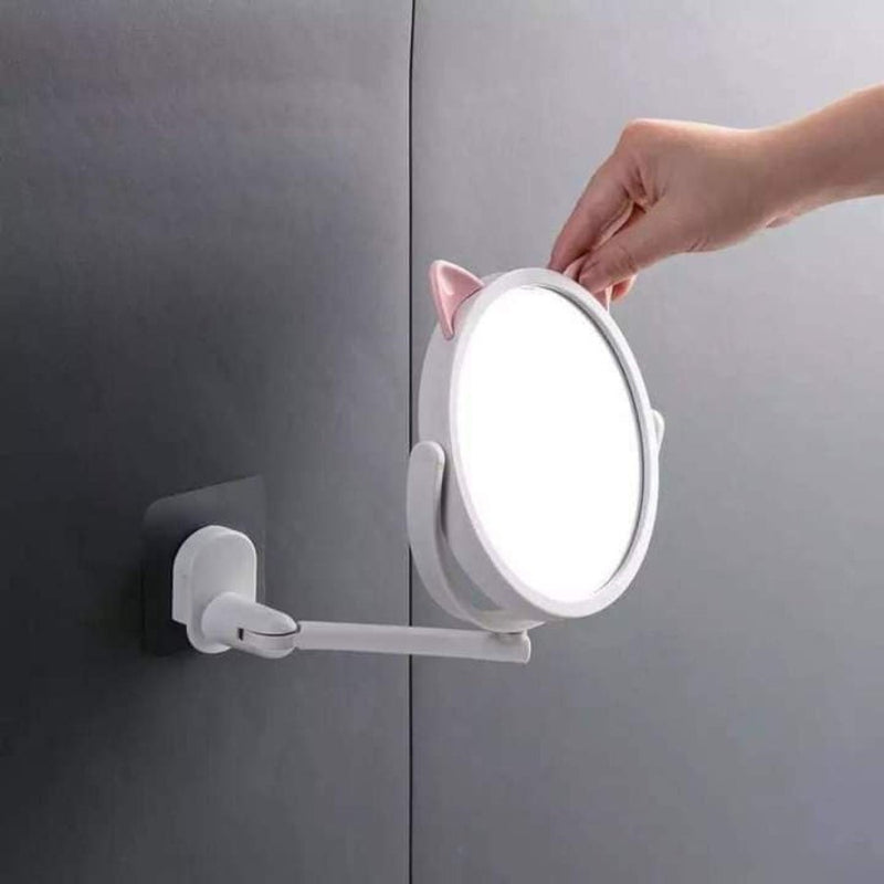 Bathroom Wall Mounted Flexible Mirror Make Up Cat Shape - Cupindy