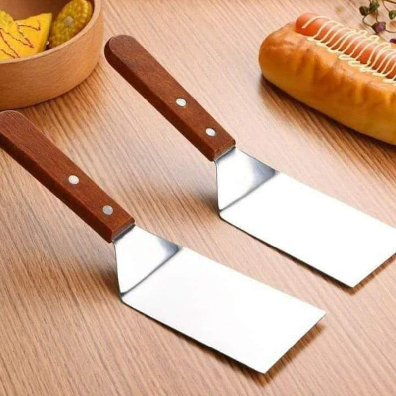 BBQ Grill Spatula Perforated Turner Kitchen cooking Utensil Wooden Handle - Cupindy