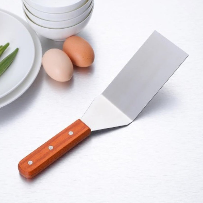 BBQ Grill Spatula Perforated Turner Kitchen cooking Utensil Wooden Handle - Cupindy