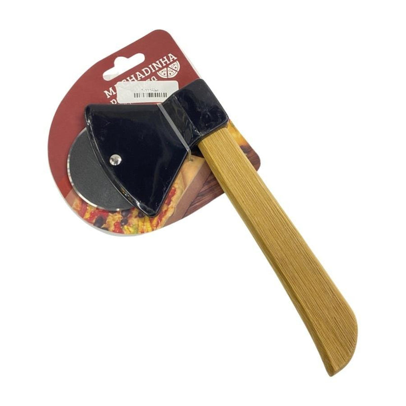 Black Bear Axe Shaped Pizza Slicer with Wooden Handle - Cupindy