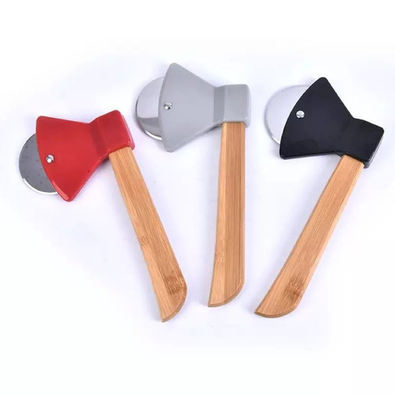 Black Bear Axe Shaped Pizza Slicer with Wooden Handle - Cupindy