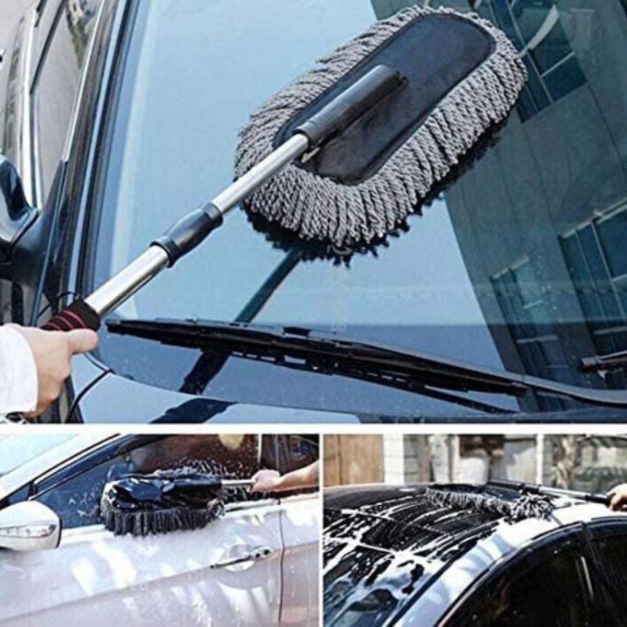 Car Duster, Multipurpose Car Wash Brush Exterior and Interior Microfiber Duster with Extendable Handle for Cleaning - Grey - Cupindy