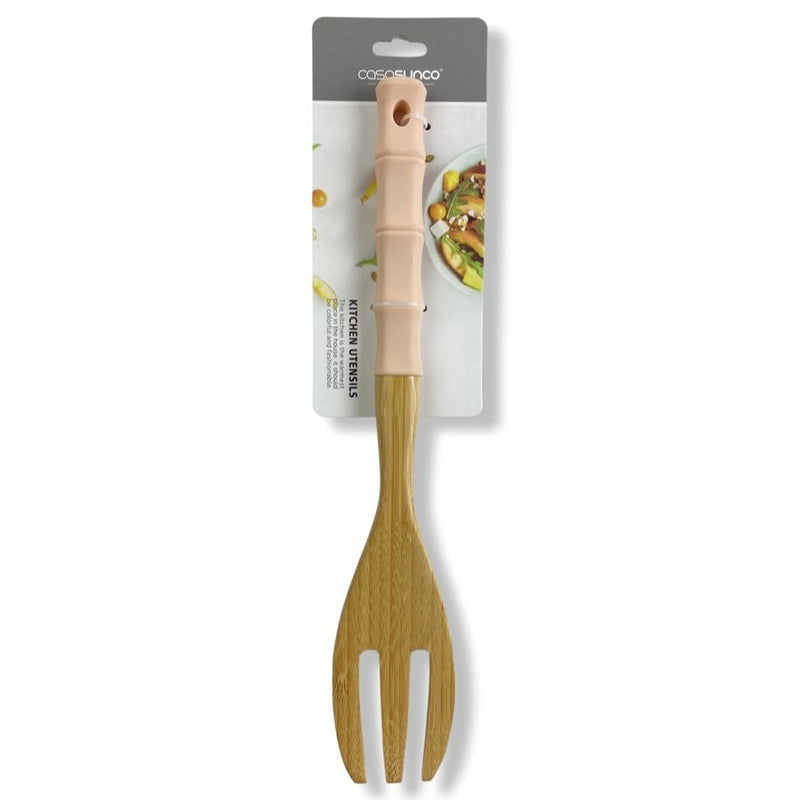Casasunco Large Wooden Kitchen Fork With Silicone Handle, SK-3115 - Cupindy