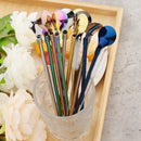 Colorful Straw Spoon Stainless Steel Cocktail - Cupindy