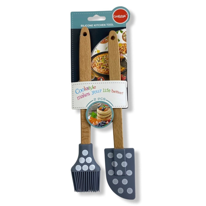 Cook Style Set of Two Pieces, Silicone Spatula and Brush - Cupindy