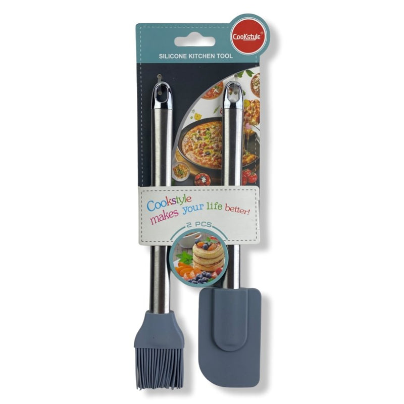 Cook Style Set of Two Pieces, Silicone Spatula and Brush - Cupindy
