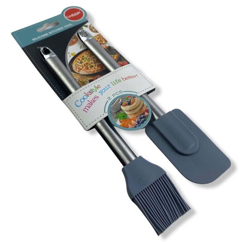 Cook Style Set of Two Pieces, Silicone Spatula and Brush - Cupindy