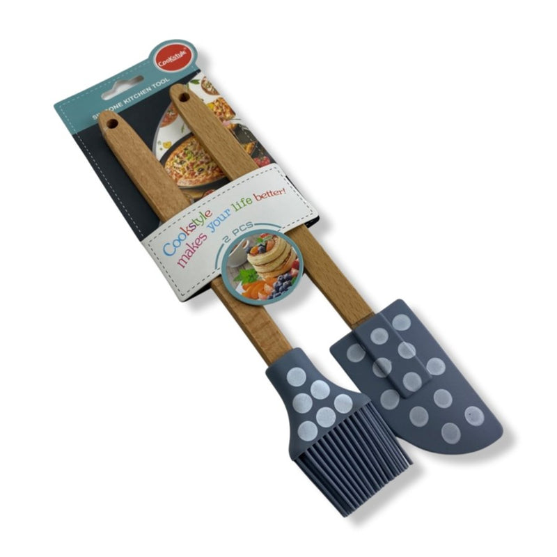 Cook Style Set of Two Pieces, Silicone Spatula and Brush - Cupindy