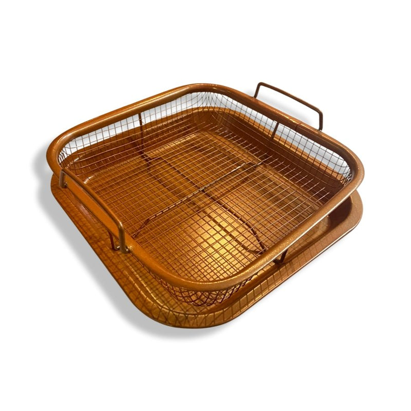 Copper Crisper Non-Stick Oven Mesh Baking Tray Chips Crisping Basket Set - Cupindy