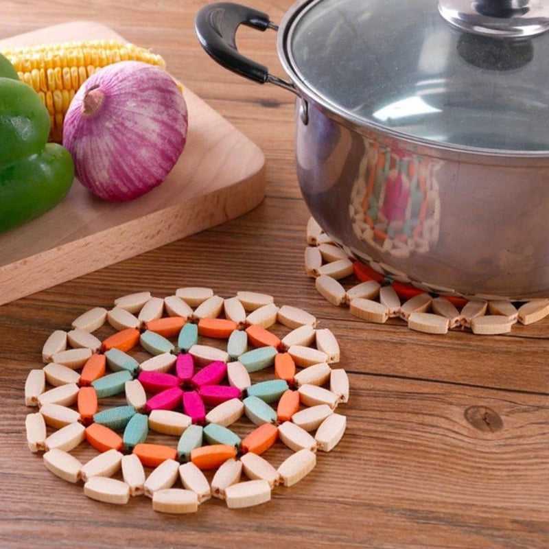 Desk Table Mats Round Bamboo Placemat Heat Insulation Pads Coasters - Cupindy